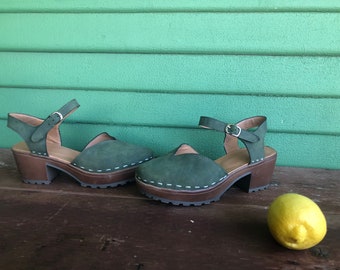 olive green clogs