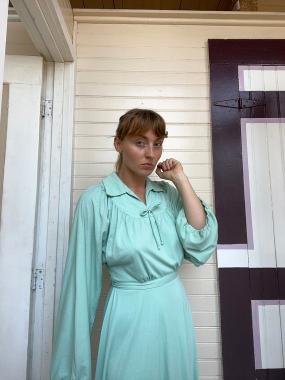 60s 70s Yves Mint Green Babydoll Peasant Dress… Gem
