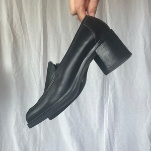 90s Nine West Classic Loafer Pumps High Heel Chunky Genuine