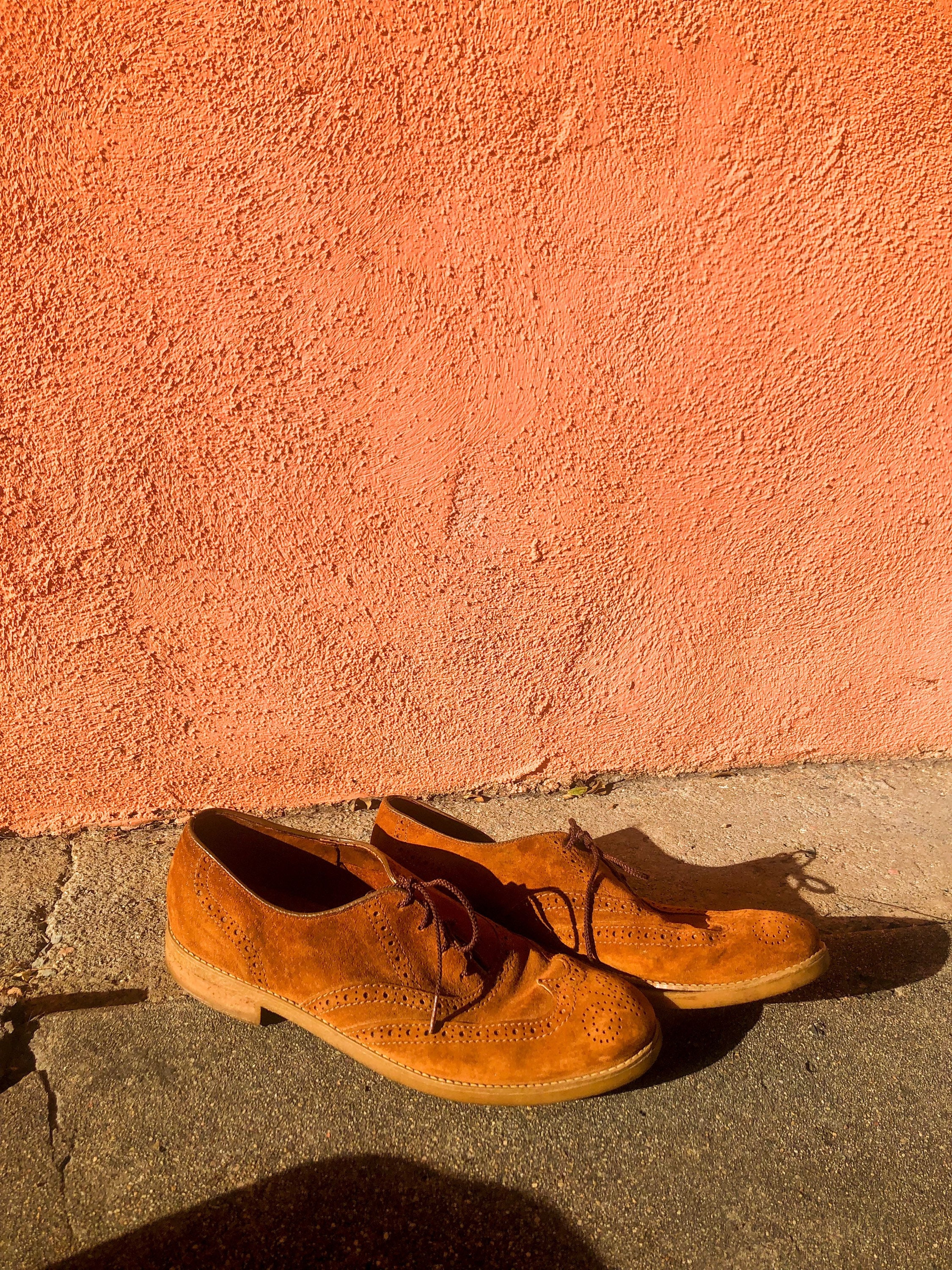 90s Hush Puppies Suede Oxfords: Tan Brown Lace-up Dress  display picture 3