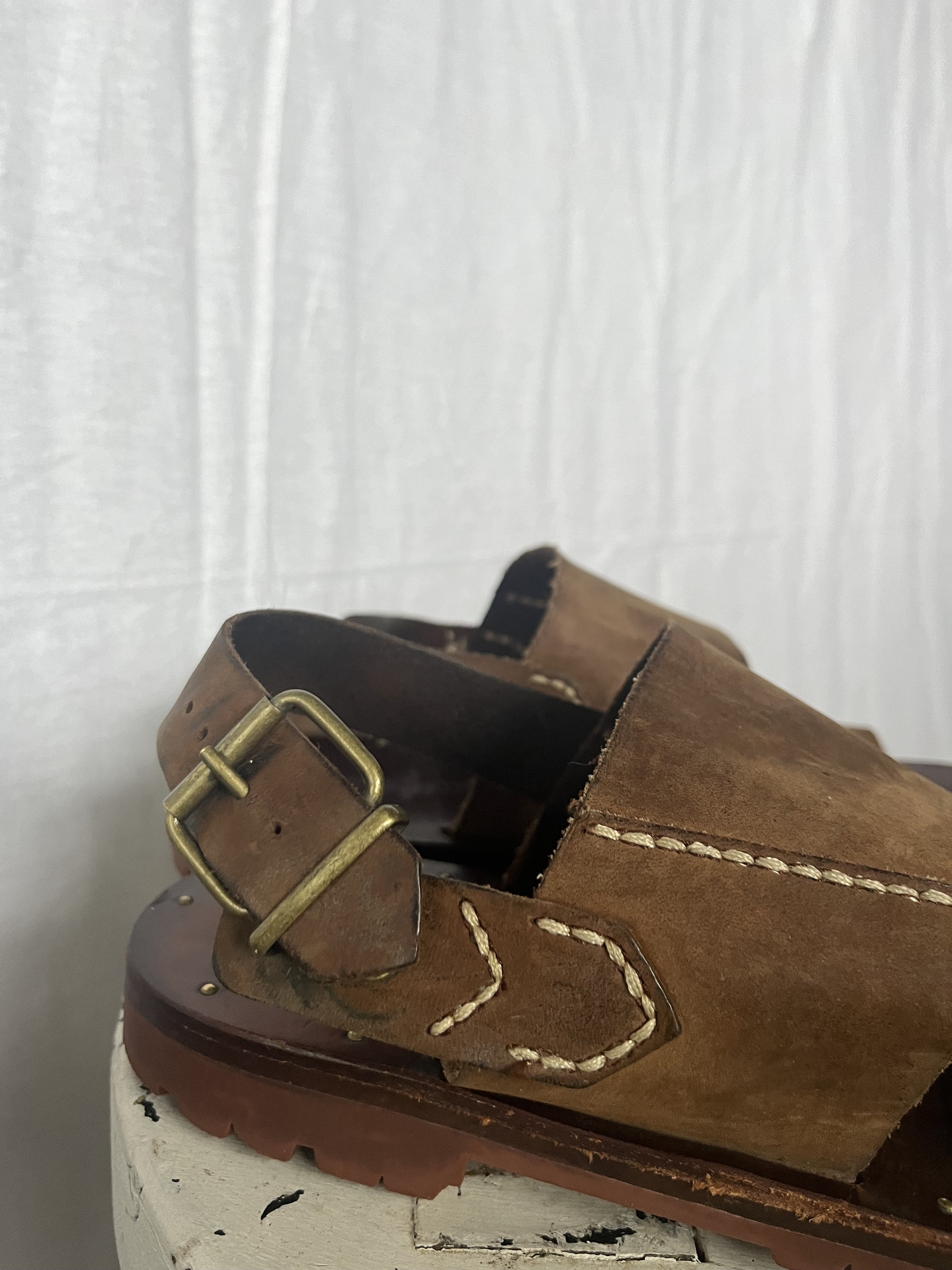 Vintage Polo Sport Ralph Lauren Leather Sandals: Chunky Wood  display picture 3