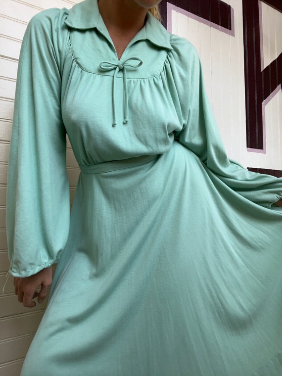 60s 70s Yves Mint Green Babydoll Peasant Dress… Gem