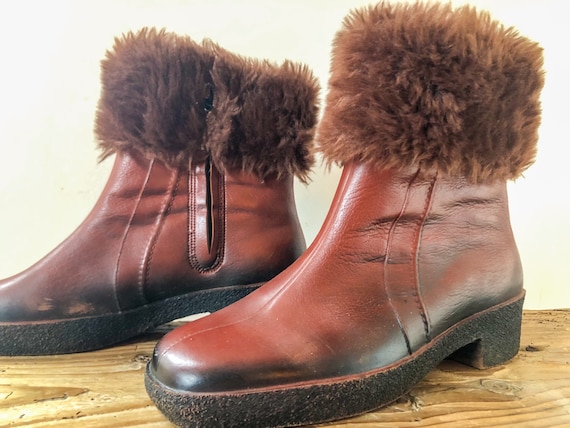 Faux Fur Lined Rubber Boots Waterproof 