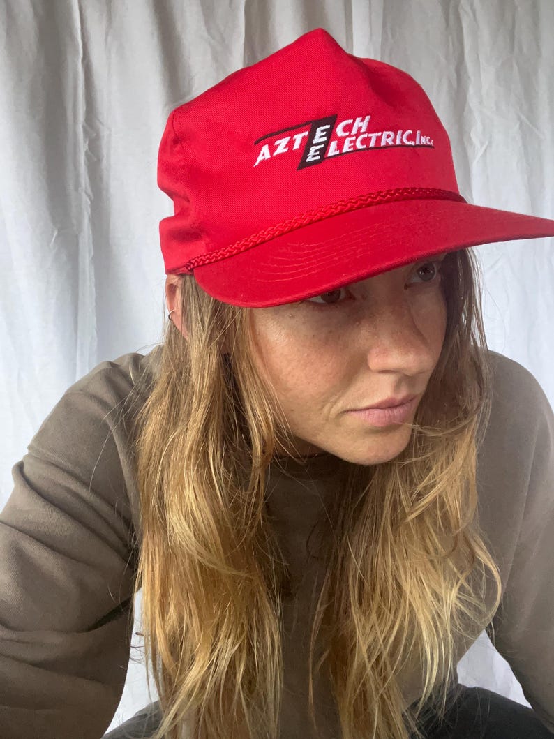 80s Aztec Electric Vintage Snapback Bright Red Trucker Hat Baseball Cap ...