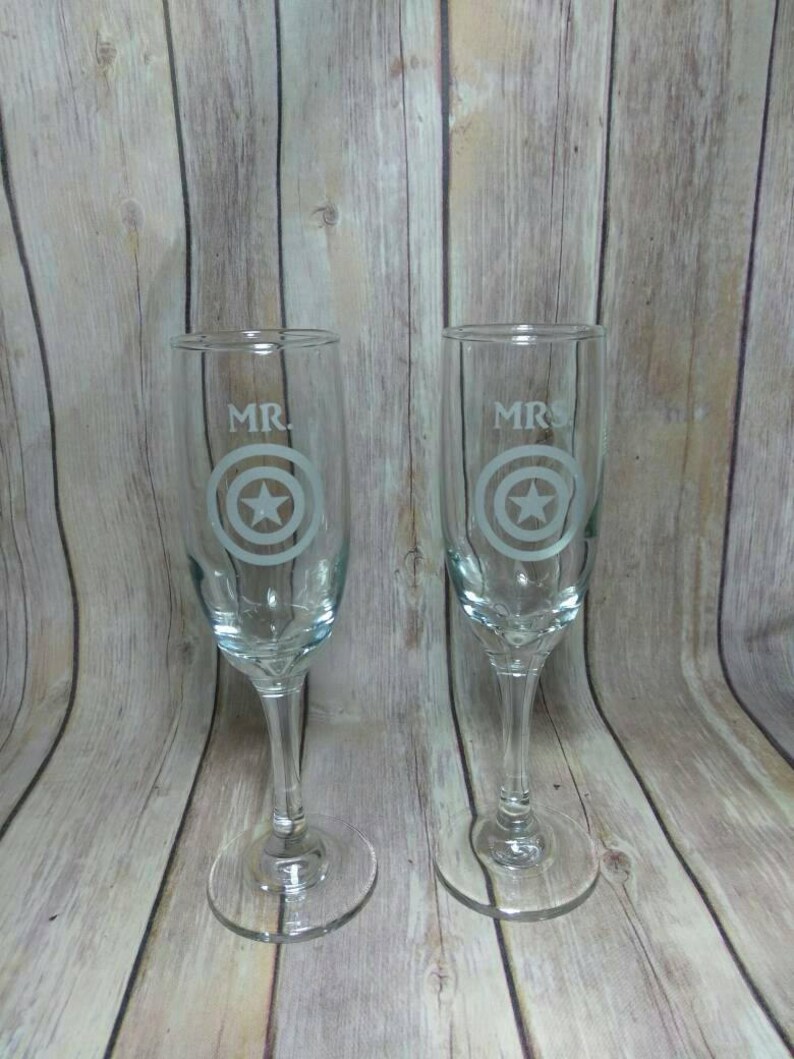 Captain America Wedding Pilsner And Wine Glasses Hand Etsy