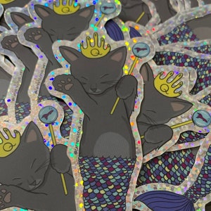 Maine Coone Purrmaid Sky Holographic Sticker