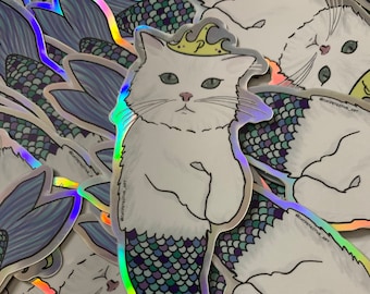 Persian Purrmaid - Pablo - Holographic Sticker