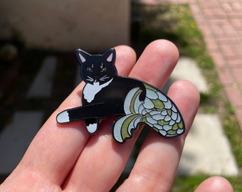 Black and White - Purrmaid - Spud - Enamel Pin