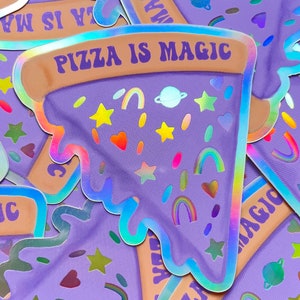 Pizza is magisch - holografische sticker