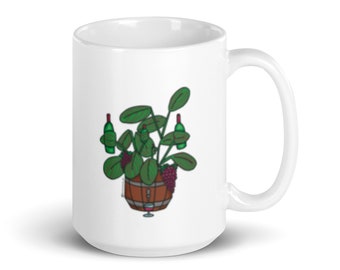 Red Wine Prayer Plant - White Glossy Ceramic Mug