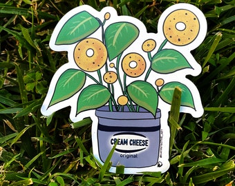Bagel Plant in a Cream Cheese Planter - Magnet