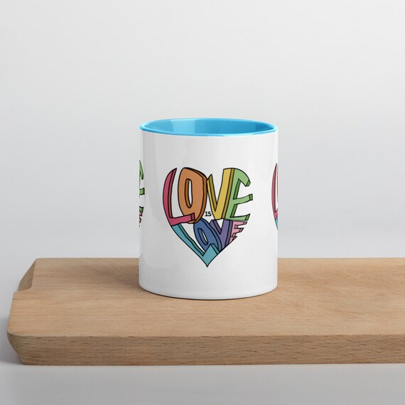 Three Heart Love is Love Mug with Color Inside - 11oz