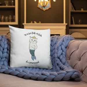 Purrmaid Premium Pillow - 18x18