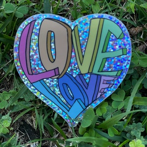L'amour est l'autocollant d'amour - Sticker scintillant