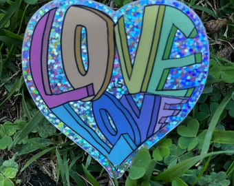 Love is Love Heart Sticker - Glitter LGBTQIA Pride Support
