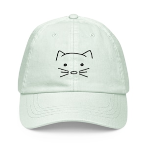 Embroidered Cat Hat - Pastel - Baseball Hat - Black Thread