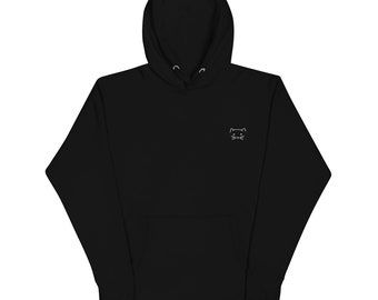 Embroidered - I Keep My Cat Close To My Heart - Unisex Hoodie - White Thread