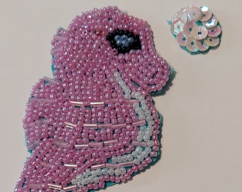 Short nose seahorse bead applique with sequins bubbles