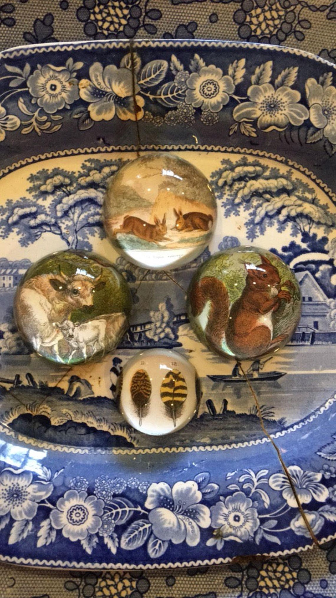 Small Glass Paperweight Done in Decoupage With Antique Etsy