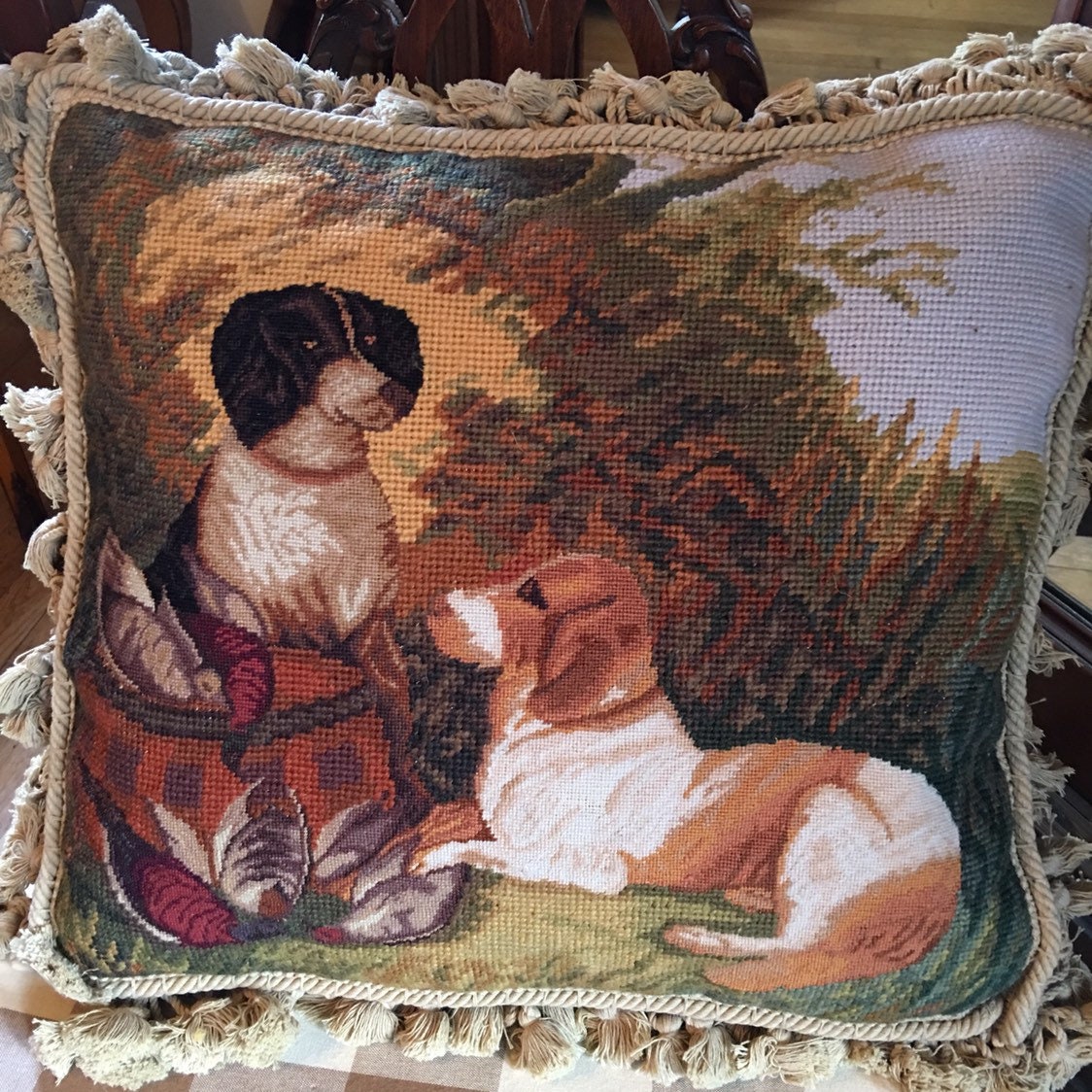 Lovely New Hunting Dog Needlepoint Pillow Etsy