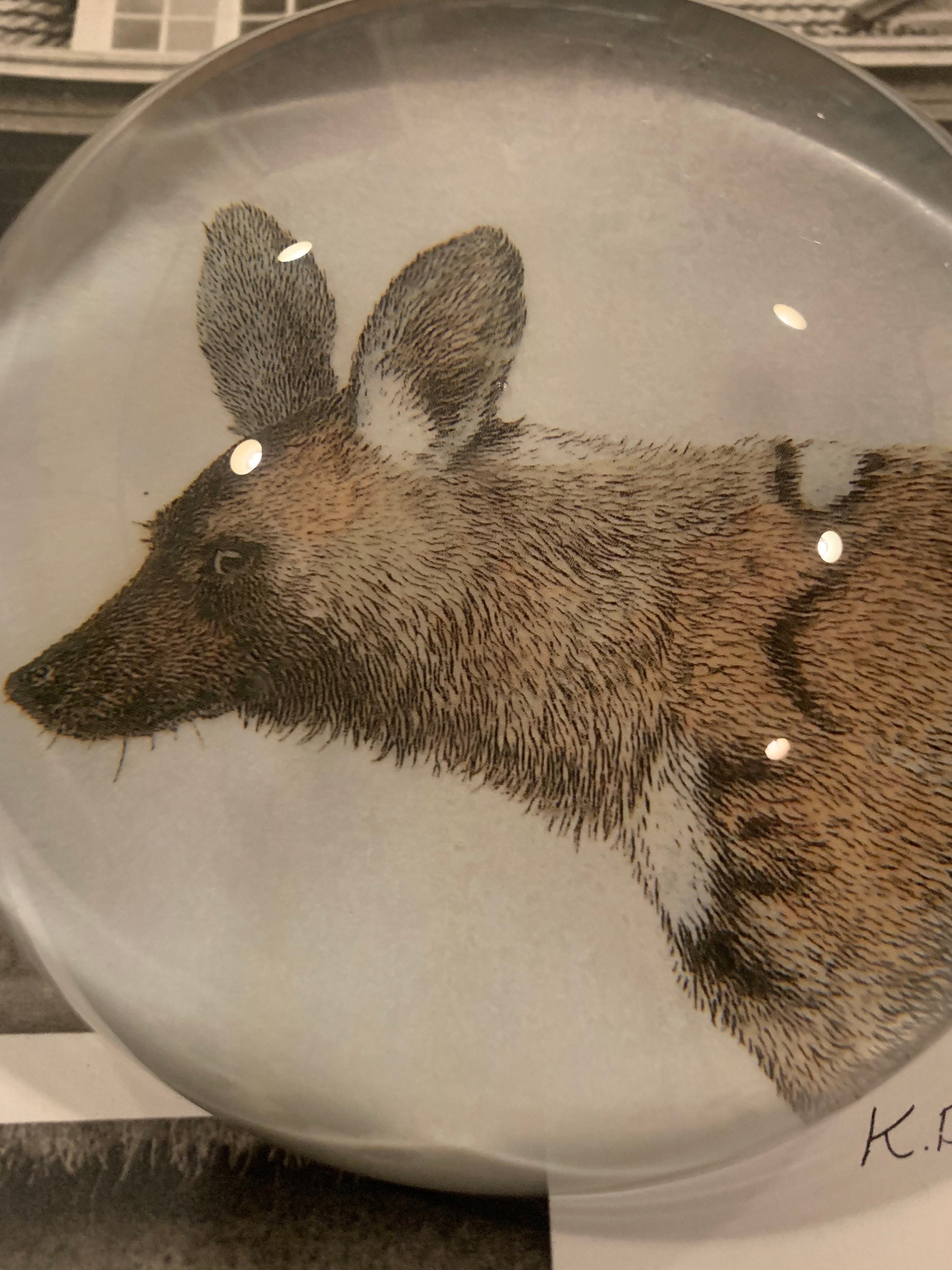 Large Glass Decoupage Paperweight Featuring a Beautiful Etsy