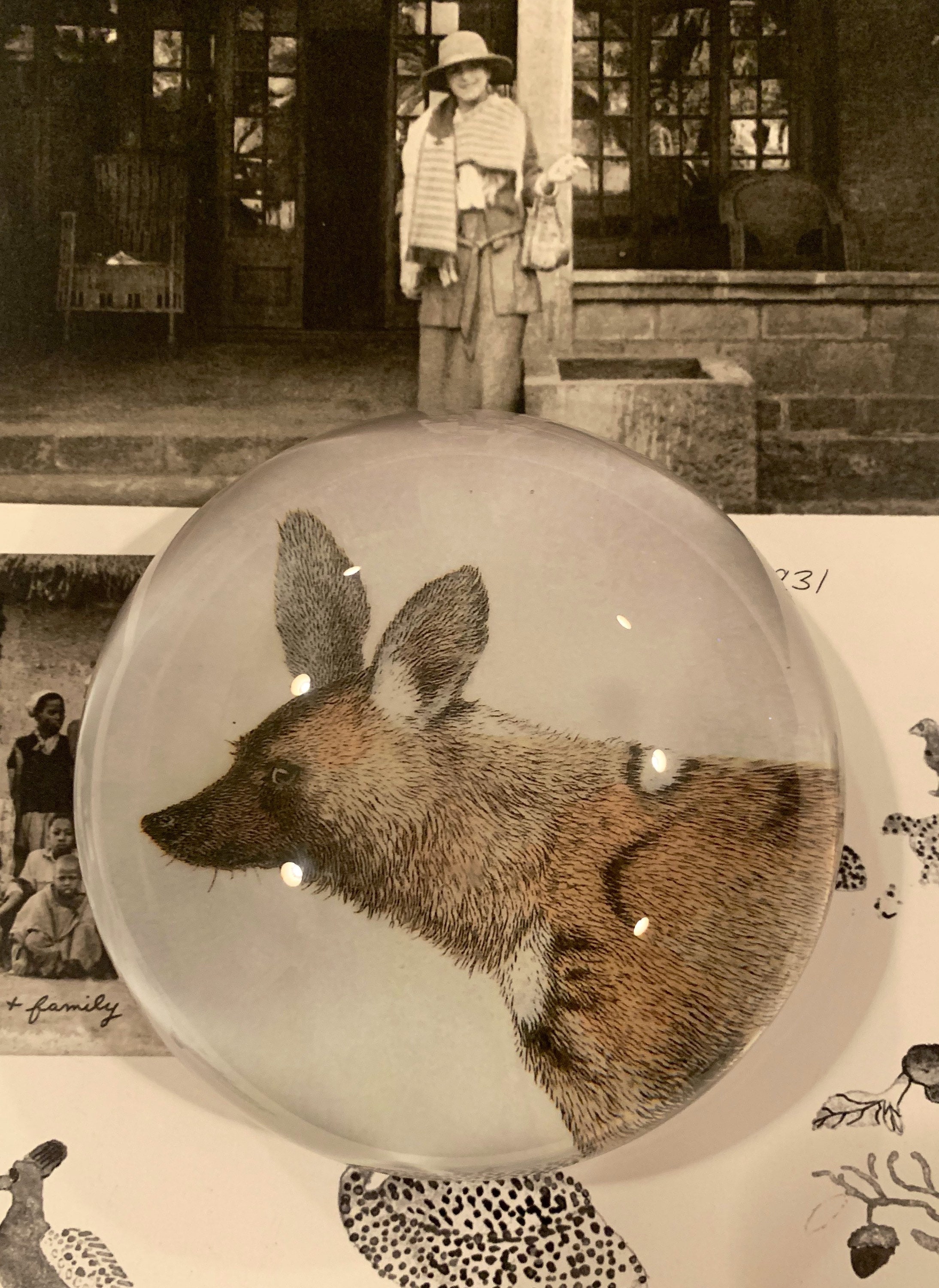 Large Glass Decoupage Paperweight Featuring a Beautiful Etsy