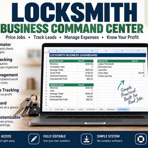 Locksmith Business Command Center | Pricing Calculator, Lead Tracker, Job Profit Dashboard & Forms