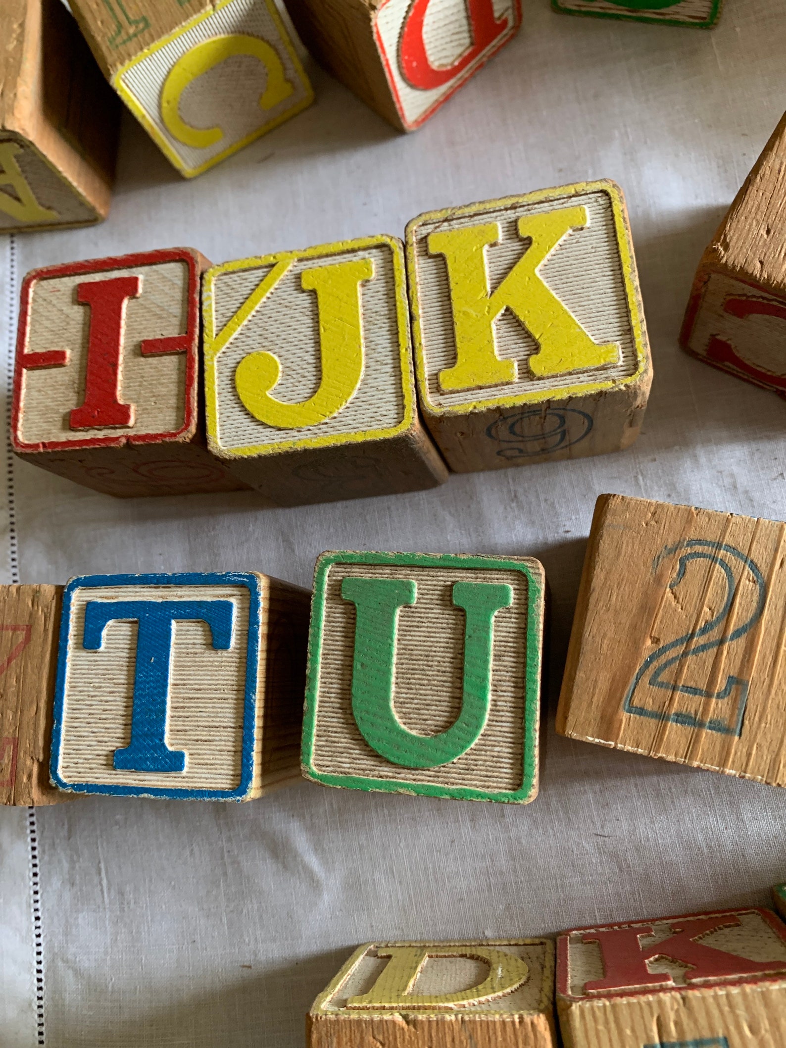 Vintage Wood Toy Letter Blocks Etsy