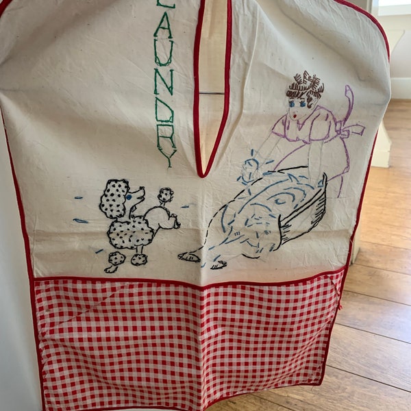 Embroidered Laundry Bag Vintage Etsy