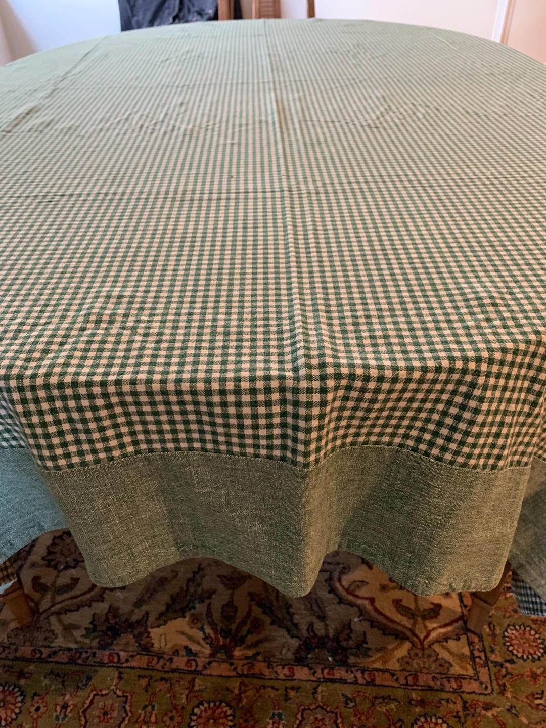 Green Check Rectangular Cotton Tablecloth Vintage - Etsy