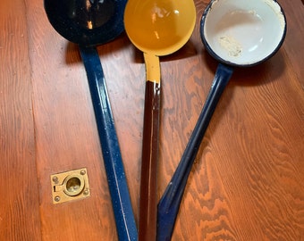 Lot of 3 Vintage Enamel Ladles