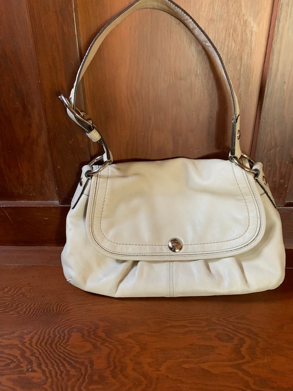 Coach Leather Handbag #F13729 Beige