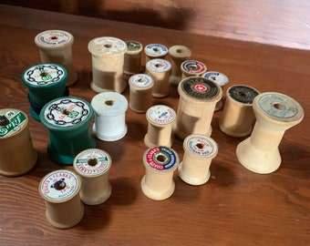 Vintage 21 Wood Thread Spools