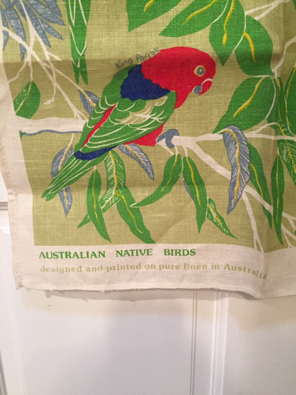 Linen Australian Birds Tea Towel Etsy