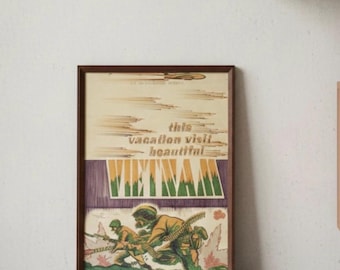 Cartel contra la guerra de Vietnam de 1966 de David Nordahl: decorado y enmarcado a mano.