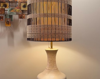 Vintage Lightolier Ceramic Larfe Table Lamp with Maria Kipp Shade