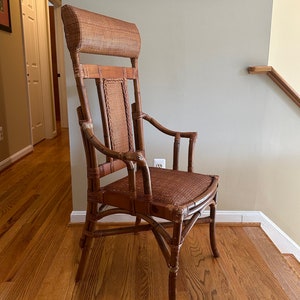 Vintage Bamboo and Cane Highback Armchair Boho - Free Shipping