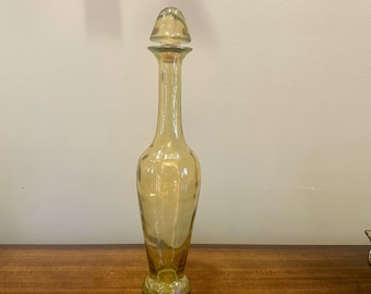 Vintage Amber Bubble Glass Genie Bottle 1960s Spain MCM Decanter 19”
