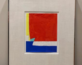 Pintura abstracta original en gouache de René Gaston Lagorre, 1975, 14,5” x 12,5”