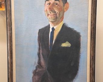 Retrato caricaturesco original de mediados de siglo, firmado por Emery Clarke en 1969.