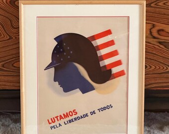 Original 1942 WWII Poster Lutamos Pela Liberdade de Todos McKnight Kauffer