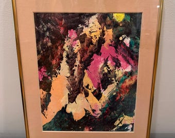 Vintage Albert Kurtin Abstract Painting 1998, 18.5” x 14.5”