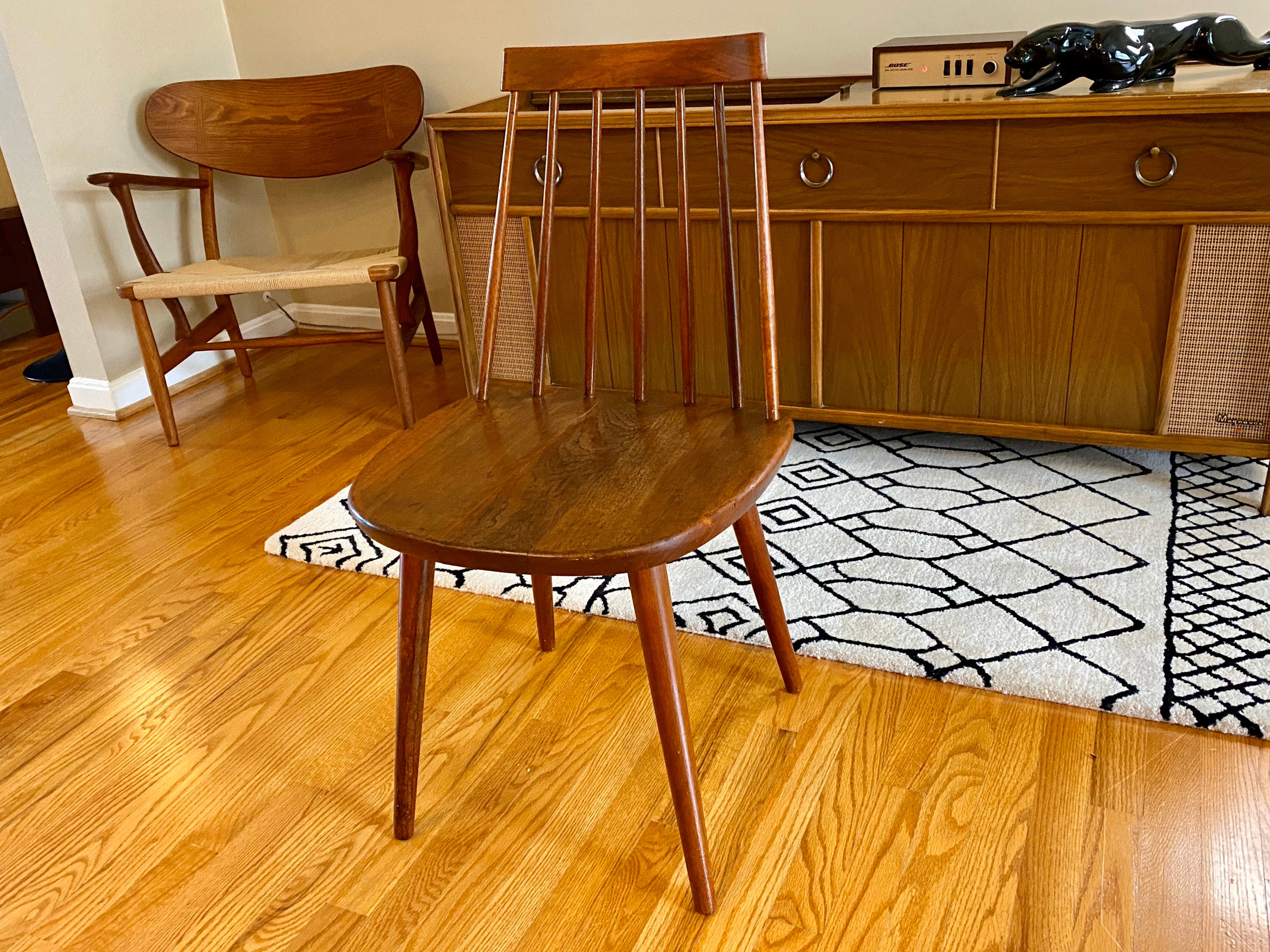 Vintage Midcentury Spindle Back Dining / Desk Chair Made in Sweden