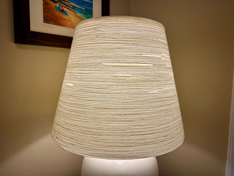 1960s Large Ceramic Lamp by Lotte and Gunnar Bostlund Original Fiberglass and Jute Shade Free Shipping image 3