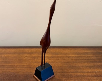 Figura de pájaro de madera sueca vintage, decoración moderna de mediados de siglo