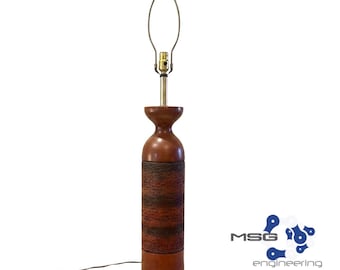 Mid Century Modern Ceramic Table Lamp MCM Studio Pottery Wood Base 40”