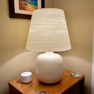 1960s Large Ceramic Lamp by Lotte and Gunnar Bostlund Original Fiberglass and Jute Shade Free Shipping image 1