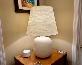 1960s Large Ceramic Lamp by Lotte and Gunnar Bostlund Original Fiberglass and Jute Shade - Free Shipping