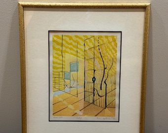 Vintage Rei Yuki Woodblock Print Une Rue 1970 Signed 16/50