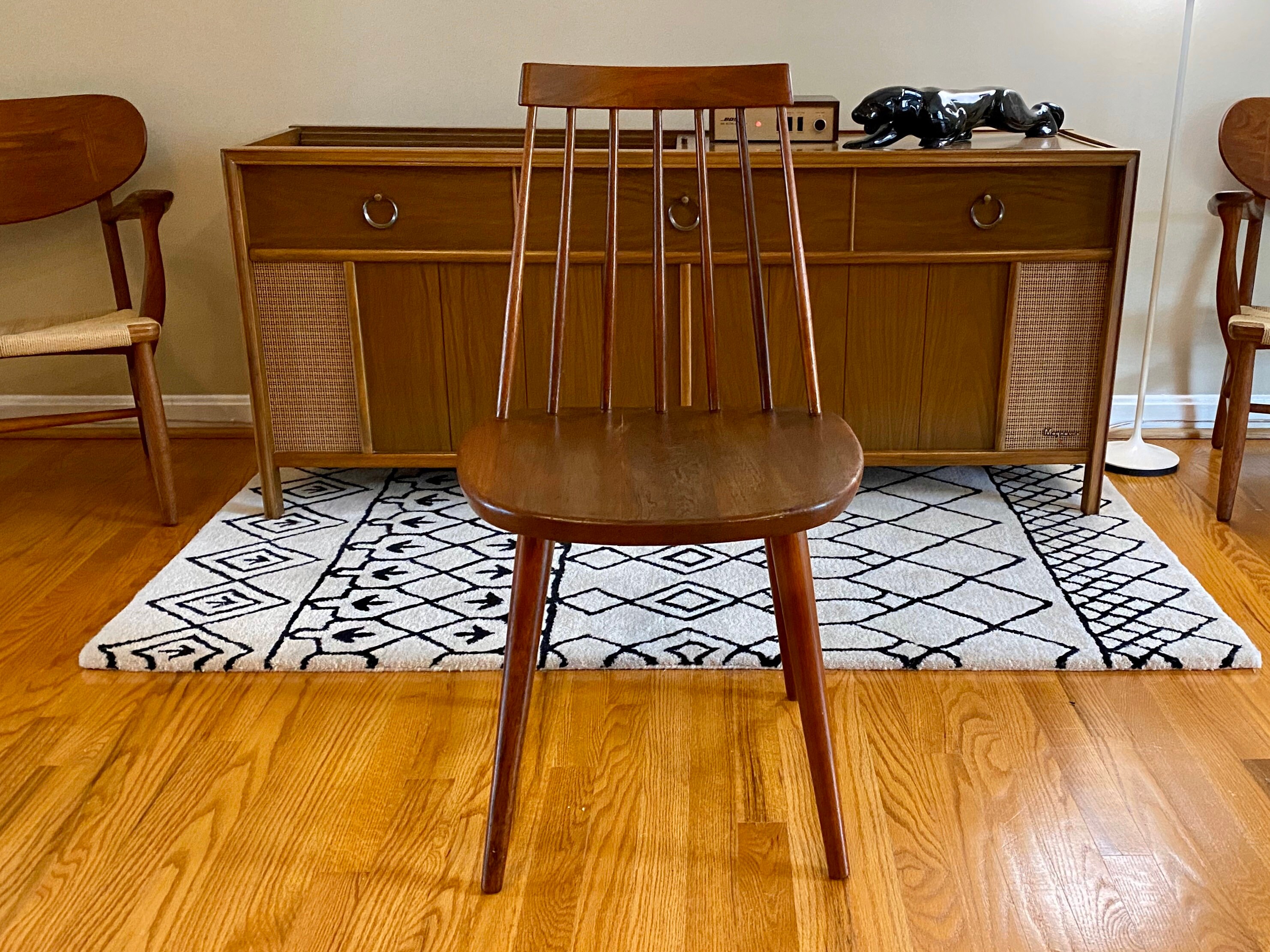 Vintage Midcentury Spindle Back Dining / Desk Chair Made in Sweden